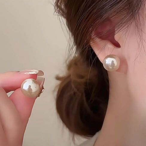 Women's Three Pieces Pearl Earrings Set, S925 Silver Beige Champagne Gray 0.47 Inch Pearl Jewelry Birthstone Gift in Saudi Arabia