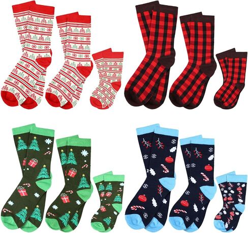 Liitrsh 12 Pair Christmas Socks Christmas Family Matching Socks Cotton Holiday Crew Socks (Men, Women, 1-3 Years) in Saudi Arabia