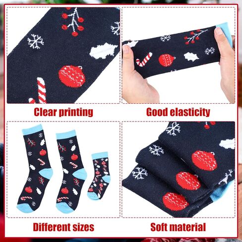Liitrsh 12 Pair Christmas Socks Christmas Family Matching Socks Cotton Holiday Crew Socks (Men, Women, 1-3 Years) in Saudi Arabia