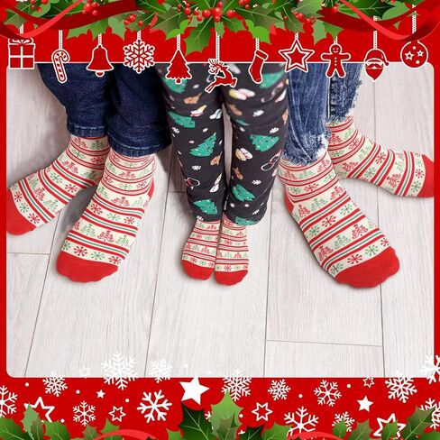 Liitrsh 12 Pair Christmas Socks Christmas Family Matching Socks Cotton Holiday Crew Socks (Men, Women, 1-3 Years) in Saudi Arabia
