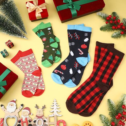 Liitrsh 12 Pair Christmas Socks Christmas Family Matching Socks Cotton Holiday Crew Socks (Men, Women, 1-3 Years) in Saudi Arabia