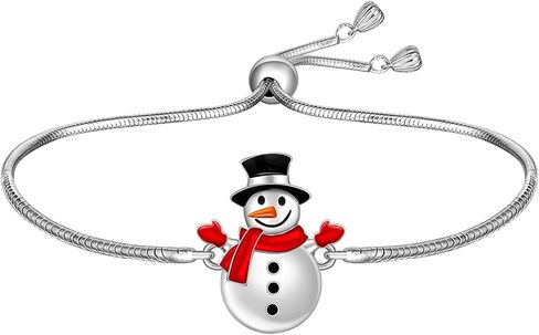 Christmas Bracelet Snowman Bracelet for Women Sterling Silver Snowman Charms Xmas Holiday Winter Jewelry Christmas Gifts in Saudi Arabia