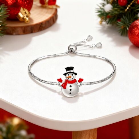 Christmas Bracelet Snowman Bracelet for Women Sterling Silver Snowman Charms Xmas Holiday Winter Jewelry Christmas Gifts in Saudi Arabia
