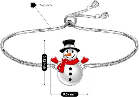 Christmas Bracelet Snowman Bracelet for Women Sterling Silver Snowman Charms Xmas Holiday Winter Jewelry Christmas Gifts in Saudi Arabia