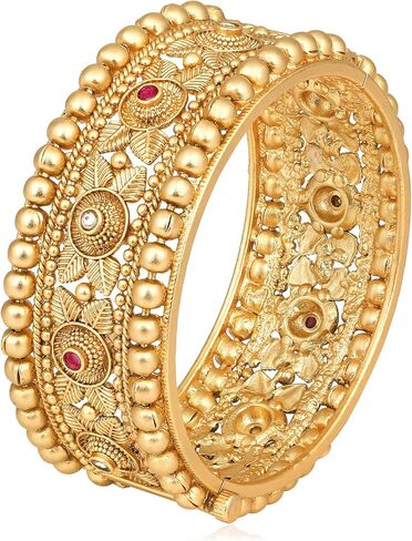 Aheli Ethnic Gold Plated Openable Kada Bangle Traditional Jewellery Gift for Women in Saudi Arabia