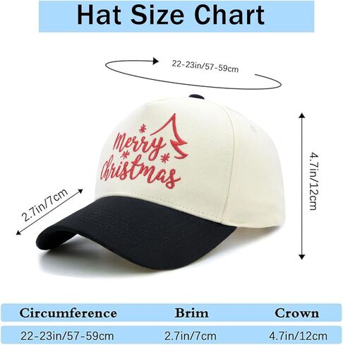 Merry Christmas Embroidery Baseball Cap, Two-Tone Adjustable Unisex Xmas Dad Hat, Holiday Party Hat in Saudi Arabia