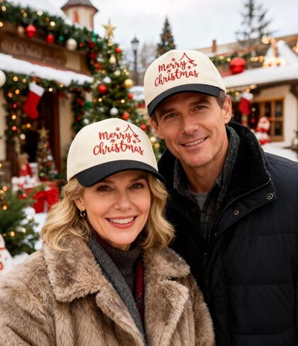 Merry Christmas Embroidery Baseball Cap, Two-Tone Adjustable Unisex Xmas Dad Hat, Holiday Party Hat in Saudi Arabia