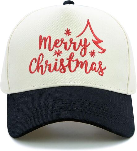 Merry Christmas Embroidery Baseball Cap, Two-Tone Adjustable Unisex Xmas Dad Hat, Holiday Party Hat in Saudi Arabia