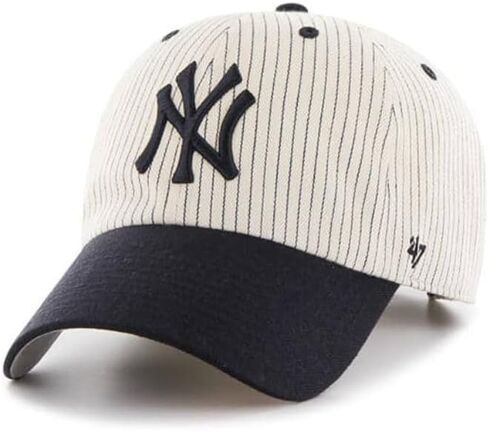 47 MLB New York Yankees Men's Brand Clean Up Cap Hat, Cream/Navy, One-Size Homerun Pinstripe in Saudi Arabia