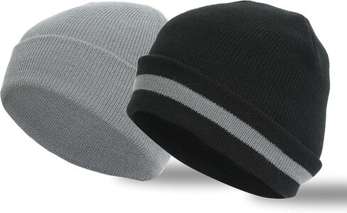 Heat Logic Men Double Layer Knit Beanie, Thick Thermal Skull Cap, Knitted Cuffed Soft Warm Hat, Winter Warm Cap for Adults in Saudi Arabia
