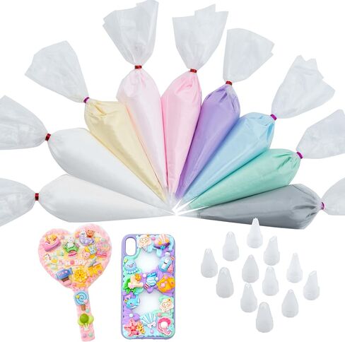 Decoden Cream 9pcs 100g غراء كريمة مخفوقة ، مجموعة فك التشفير ، صقيع المزيج المزيج المزيف مع أكياس الأنابيب للحرف اليدوية ومشاريع DIY (مجموعة الباستيل) in Saudi Arabia