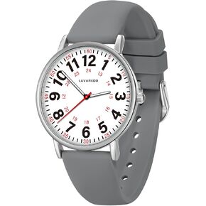 ساعة ممرضة للممرضات والأطباء والنساء والرجال، ساعات تناظرية مقاومة للماء مع قرص مضيء وحركة كوارتز يابانية، ساعة توقيت عسكرية سهلة القراءة بعقرب ثانٍ، 12/24 ساعة، سوار من السيليكون in Kuwait