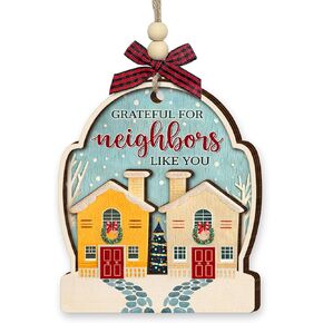 Neighbor Christmas Ornaments 2025 - Thank You Neighbor Gift, Friendship Gifts for Neighbors Friends, Bestie, BFFs - Wooden Friend Ornaments for Women, Men Hanging Christmas Decor in Saudi Arabia