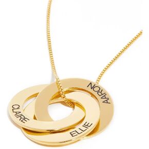MyNameNecklace Personalized Russian Rings Necklace with Inscriptions - Two, Three, Four or Five Custom Pendant - Dainty Gift for Mom, Grandma, Her, Women - Jewelry for Christmas, Birthday in Kuwait