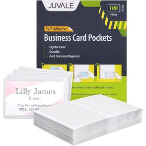 50 Pack Clear Adhesive Pockets Sleeves 5x8 for Index Card and Planners, Bulk Top Load Plastic Label Holder Protector for Photos, Note Cards, Office Supplies, Small Business in Kuwait