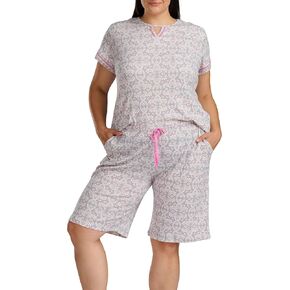 Karen Neuburger womens Plus Size Keyhole Short Sleeve Top and Bermuda Short Pajama Set in Saudi Arabia