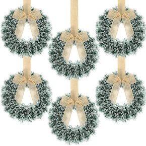 Capoda 6 Pcs Christmas Wreaths with Bow 10.24 Inches Tinsel Wreaths Crafts Kitchen for Front Door Outdoor Cabinet Home Window Wall Xmas Hanging Decorations(Red) in Saudi Arabia