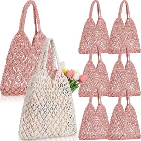 8 Pcs Crochet Tote Bags Bulk Bridesmaid Bag for Women Bachelorette Gift Idea Bridesmaid Mesh Beach Tote with Handle in Kuwait
