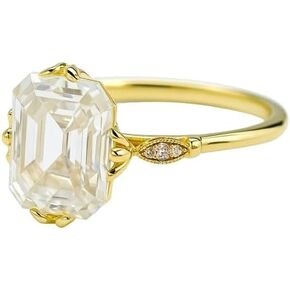 MUNMUN JEWELLERS 3.00 Ct Asscher Cut Diamond Engagement Ring for Women | 14K Gold Plated 925 Sterling Silver | Art Deco Floral Prong Milgrain Solitaire | Vintage Inspired Handmade Proposal & Wedding Jewelry.Size US 3-12 in Saudi Arabia