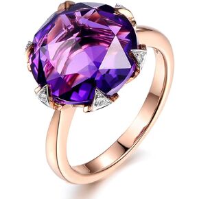 Kardy Fashion Trendy Natural Amethyst Gemstone Promise 14K Solid Rose Gold Wedding Engagement Band Diamond Ring for Women in Kuwait