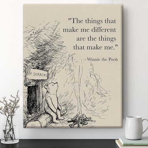 Classic Pooh Bear Quote Wall Art Decor Vintage the Things That Make Me Different Sayings Canvas Painting Print Sign Artwork Ready to Hang for Home Nursery 8x10 Inches in Saudi Arabia