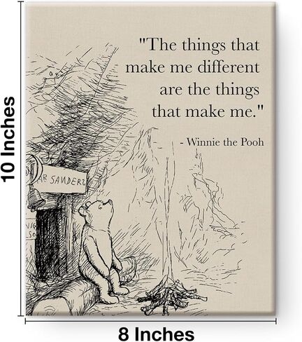 Classic Pooh Bear Quote Wall Art Decor Vintage the Things That Make Me Different Sayings Canvas Painting Print Sign Artwork Ready to Hang for Home Nursery 8x10 Inches in Saudi Arabia