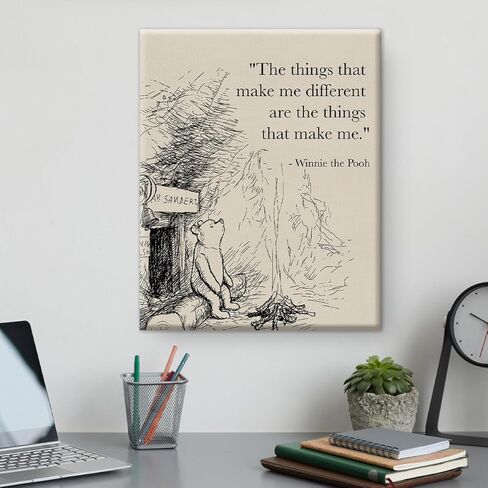 Classic Pooh Bear Quote Wall Art Decor Vintage the Things That Make Me Different Sayings Canvas Painting Print Sign Artwork Ready to Hang for Home Nursery 8x10 Inches in Saudi Arabia