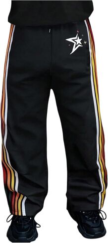GORGLITTER Men's Baggy Sweatpants Colorful Striped Drawstring Waist Straight Wide Leg Workout Track Pants Streetwear in Saudi Arabia