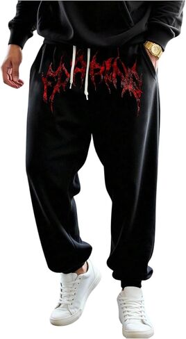SHENHE Men's Gothic Graphic Jogger Sweatpants Drawstring Waist Workout Casual Track Pants in Saudi Arabia