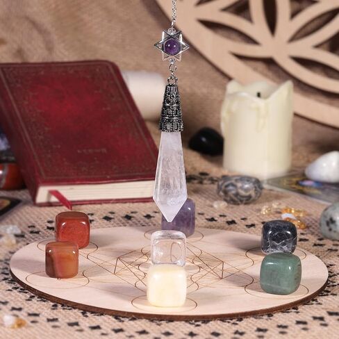 nupuyai شفاء كريستال نقطة البندول مع المجلس، الريكي dowsing العرافة التأمل شقرا موازنة مع حلم الماسك ميركابا ستار البندول مجموعة، الكوارتز الصخري in Kuwait