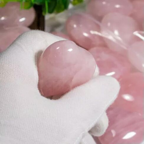 40 ملم وردة وردية طبيعية على شكل قلب كوارتز كريستال أحجار كريمة على شكل قلب 10 قطع in Saudi Arabia