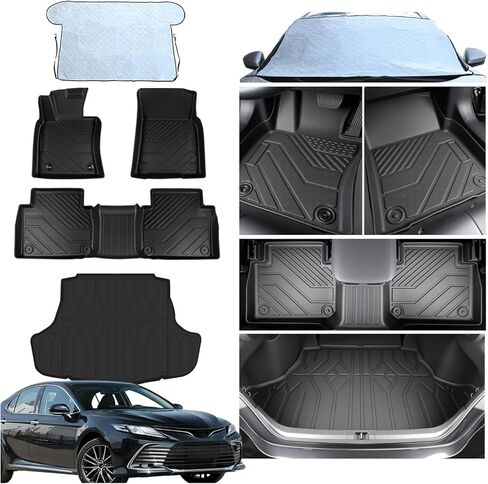 سجادات أرضية السيارة لسيارة Toyota RAV4 2019 2020 2021 2022 2023 2024 (ليست مخصصة للهجين)، سجادات سيارة TPE للحماية من جميع الأحوال الجوية، ملحقات بطانات السيارة المخصصة، مجموعة بطانات أرضية الصف الأمامي والثاني، أسود in Kuwait