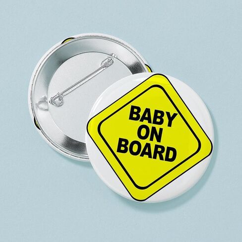 زر CafePress Baby On Board مقاس 2.25 بوصة، زر دائري من الخلف in Kuwait