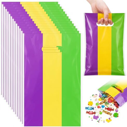 frienda 100pcs أكياس الهدايا البلاستيكية البلاستيكية البرية الأزهار البرية مع مقابض 9.84''x6.5 ' in Saudi Arabia