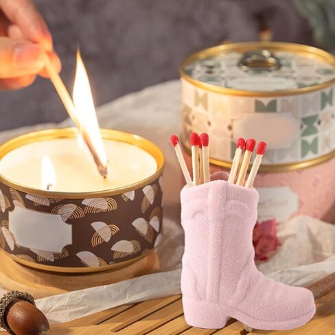 DIYCAM Cowboy Boot Match Box - Decorative Matches Holder with Striker, Very Cute Addition for Interior Decor (Pink) in Saudi Arabia