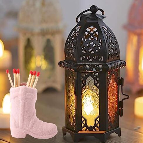 DIYCAM Cowboy Boot Match Box - Decorative Matches Holder with Striker, Very Cute Addition for Interior Decor (Pink) in Saudi Arabia