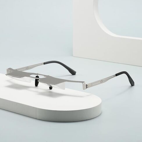 Lazy Glasses Prism Glasses for Lying Down Reading，Alloy Frame Horizontal Reading Spectacles Lightweight Lazy Spectacles, Lying Down Reading Glasses Reducing Neck and Cervical Strain (Silver) in Kuwait