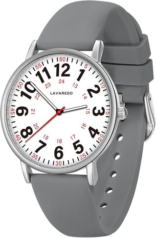 ساعة ممرضة للممرضات والأطباء والنساء والرجال، ساعات تناظرية مقاومة للماء مع قرص مضيء وحركة كوارتز يابانية، ساعة توقيت عسكرية سهلة القراءة بعقرب ثانٍ، 12/24 ساعة، سوار من السيليكون in Kuwait