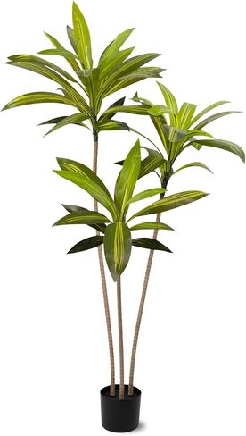 Artificial Dracaena Tree 5FT - Faux Tree Faux Yucca Floor Plant Faux Plants Indoor Artificial Trees for Home Office Living Room Decor Indoor (Dracaena Tree, 5 FT) in Saudi Arabia