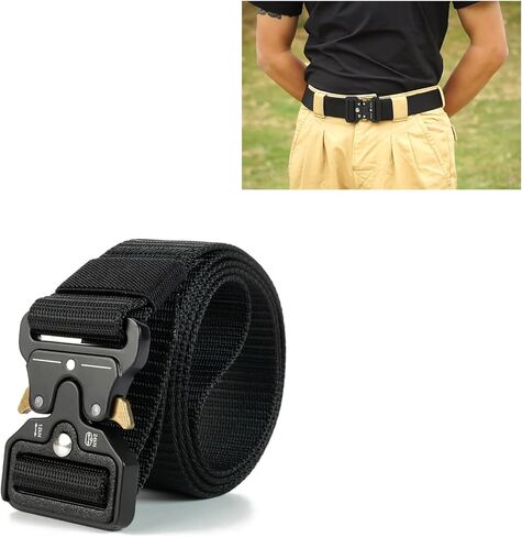 Men's Adjustable Canvas Belt with Embossed Detail Buckle One Size Fits Most, Durable Casual Belt for Fashion Jeans 49.2 Inches In Total Length in Saudi Arabia