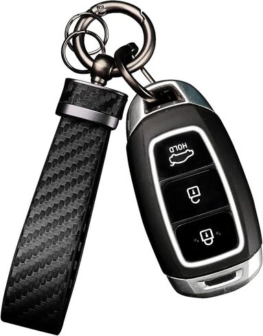 Car Keychain-Carbon Fiber Interior Key Fob with Anti-Lost D-Ring-Car Accessory Key Ring in Saudi Arabia