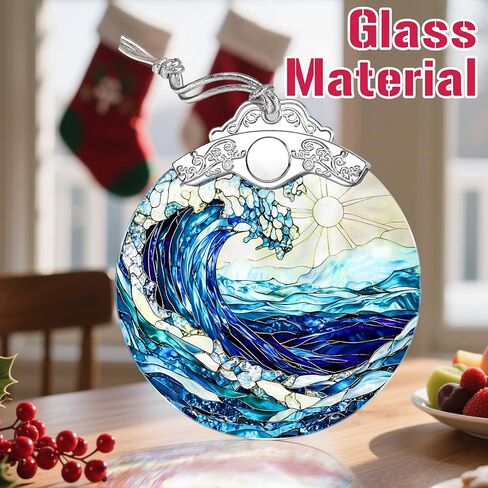 Christmas Ornaments: Stained Glass Ornament, Christmas Tree Ornament, Hanging Ornaments for Home Decor & Xmas Tree Decorations – Exquisite Holiday Decor, Gifts & Holiday Present - Ocean Waves in Saudi Arabia