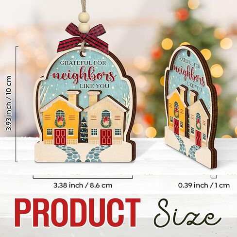 Neighbor Christmas Ornaments 2025 - Thank You Neighbor Gift, Friendship Gifts for Neighbors Friends, Bestie, BFFs - Wooden Friend Ornaments for Women, Men Hanging Christmas Decor in Saudi Arabia