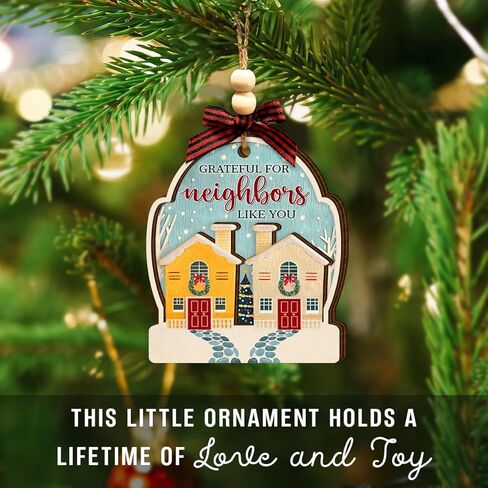 Neighbor Christmas Ornaments 2025 - Thank You Neighbor Gift, Friendship Gifts for Neighbors Friends, Bestie, BFFs - Wooden Friend Ornaments for Women, Men Hanging Christmas Decor in Saudi Arabia