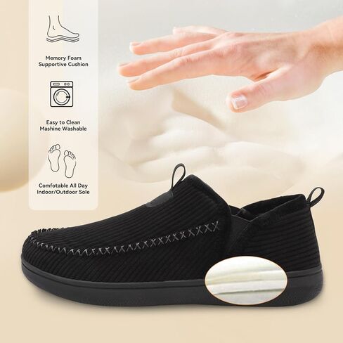 LeIsfIt Men's Slippers Wide Memory Foam House Shoes Moccasin Slip-On Cozy Loafer Slippers for Indoor & Outdoor in Saudi Arabia