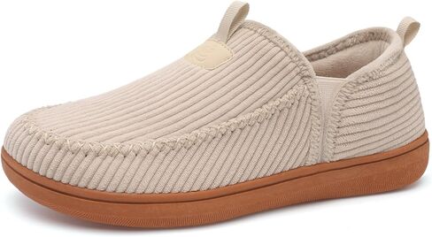 LeIsfIt Men's Slippers Wide Memory Foam House Shoes Moccasin Slip-On Cozy Loafer Slippers for Indoor & Outdoor in Saudi Arabia