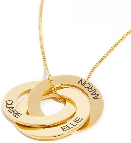 قلادة حلقات روسية مخصصة من MyNameNecklace مع نقوش - قلادة مخصصة اثنين أو ثلاثة أو أربعة أو خمسة - هدية رائعة للأم والجدة والنساء - مجوهرات لعيد الميلاد وعيد الميلاد in Kuwait