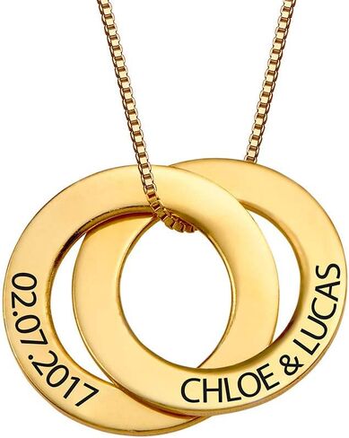 MyNameNecklace Personalized Russian Rings Necklace with Inscriptions - Two, Three, Four or Five Custom Pendant - Dainty Gift for Mom, Grandma, Her, Women - Jewelry for Christmas, Birthday in Saudi Arabia