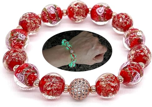 ARTSY Crafts Glow in The Dark Firefly Beads Bracelets, Ocean Blue Luminous Murano Glass Beads Jewelry Mermaid Crystals Healing Inspirational Bracelet Bangle in Saudi Arabia
