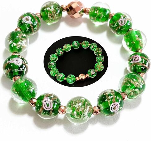 ARTSY Crafts Glow in The Dark Firefly Beads Bracelets, Ocean Blue Luminous Murano Glass Beads Jewelry Mermaid Crystals Healing Inspirational Bracelet Bangle in Saudi Arabia